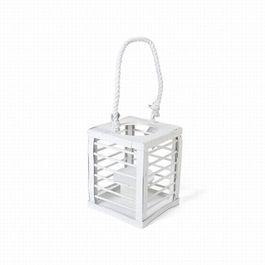 Portavelas cuadrado con cuerda 15 x 15 x 39 cm