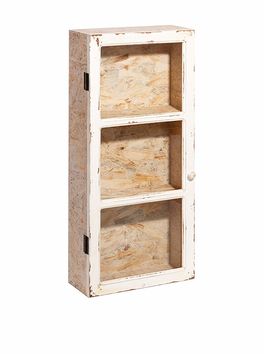 Vitrina con dos lejas blanco rozado 40 x 18.5 x 90 cm