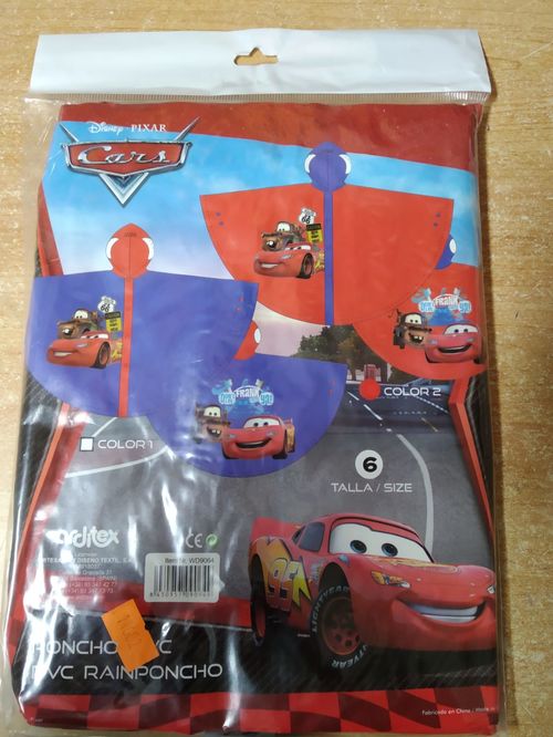 Chubasquero poncho impermeable Cars AZUL 4 años
