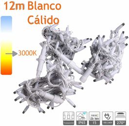 Guirnalda cordón LED profesional 12m color blanco cálido 220V