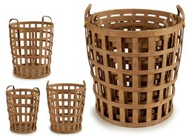 Set de 3 cestos de bambú 41 x 41 x 41,5 cm