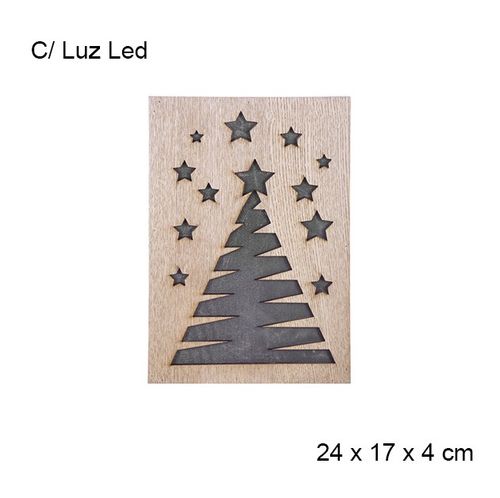 Caja de luz LED madera rbol de Navidad decorada