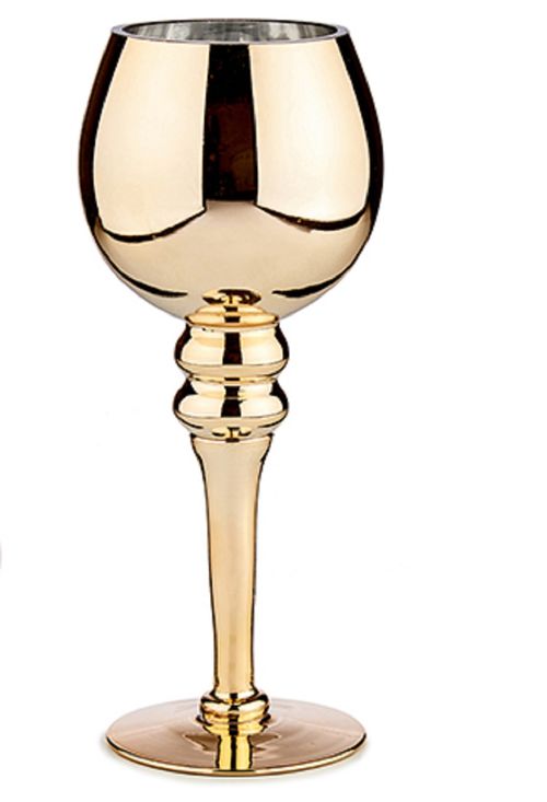 Portavelas cristal color oro