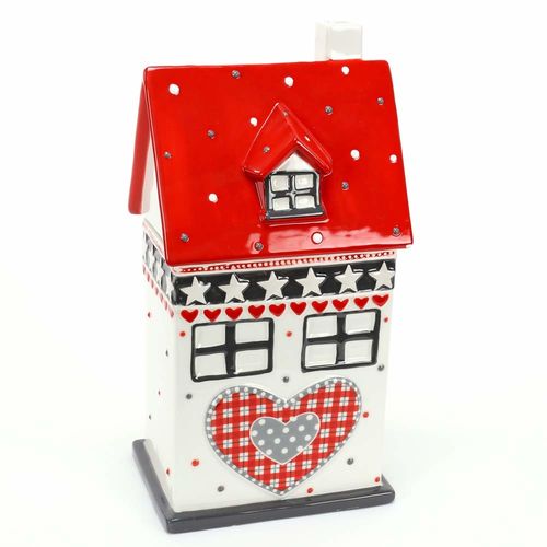 Casa corazón Navidad cerámica 16x11x32cm