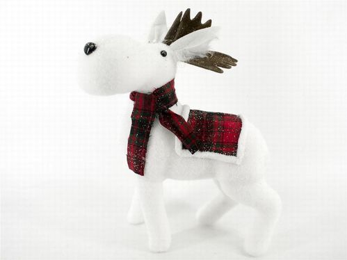 Reno blanco decoración Navidad 38 cm