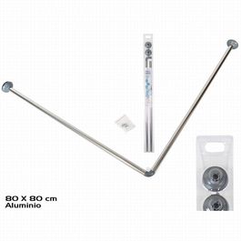 Barra baño esquinera cromada 80x80 cm