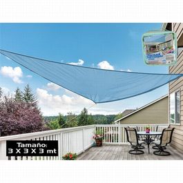 Parasol triangular poliester Spring azul 3 x 3 x 3 metros