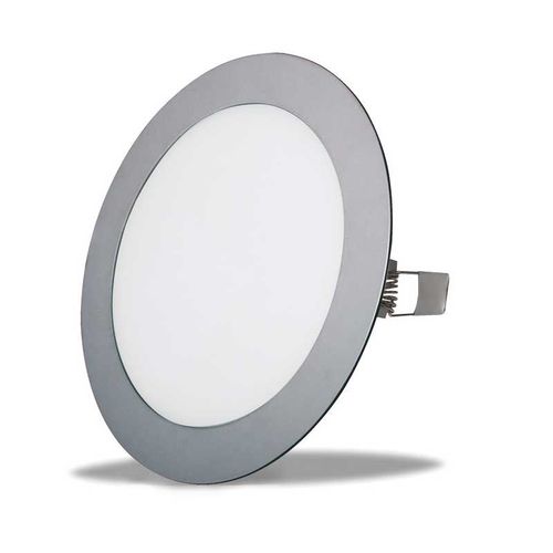 Downlight led empotrable marco plata redondo. 6W