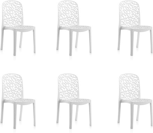Silla de plástico blanca Flora  60 x 47 x 87 cm ( Pack de 6 un )