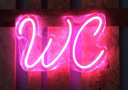 Cartel led sumergible decoración exterior  "WC" 50x32 cm