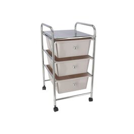 Carro multiusos acero 3 cajones gris 63 x 38 x 18 cm