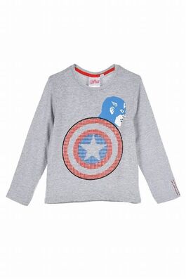 Camiseta manga larga gris Capitán América Avengers
