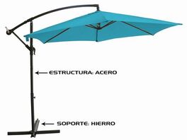 Sombrilla excéntrica azul tubo acero 48 mm 3 metros