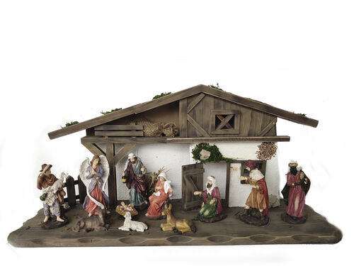Nacimiento Belén Navidad 11 figuras 60x20x27cm