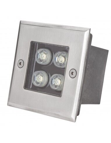 Aplique 4 leds cuadrado 24 V para suelo blanco cálido 4W-380 lummens 10x10 cm