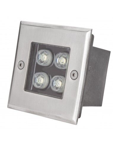 Aplique 4 leds cuadrado 24 V para suelo blanco clido 4W-380 lummens 10x10 cm