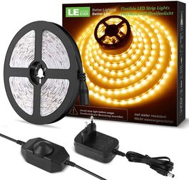 Tiras Led Regulables, 5M 1200lm, Blanco Cálido 3000K, 300 LEDs