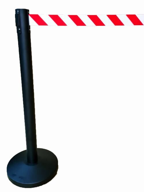 Poste señalización con cinta extensible 2 metros cabeza intercambiable Rojo y Blanco