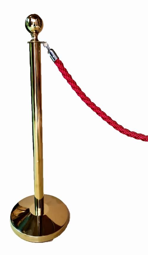 Poste dorado señalización con cordón Dorado 1.5 metros