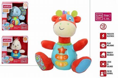Peluche animales luz y sonido +3 meses 20.5 x 10.5 x 20.5 cm