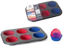 Molde para 6 magdalenas cupcakes con papeles