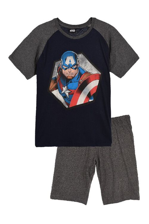 Pijama verano adulto Capitán América negro