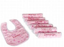 Pack 7 baberos poliester "Semanario" rosa