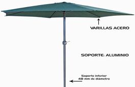 Sombrilla poliester verde tubo aluminio 38 mm 2 x 3 metros