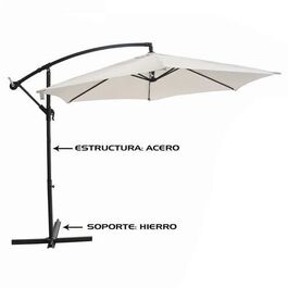 Sombrilla excéntrica blanca tubo aluminio 48 mm 3 metros