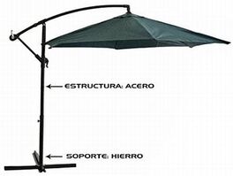 Sombrilla excéntrica verde tubo aluminio 48/42 mm 3 metros