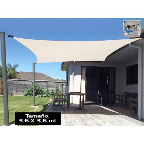 Parasol cuadrado crema 3,6 x 3,6 metros