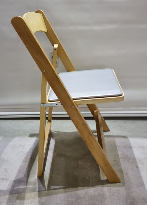 Silla madera plegable natural tapizado plata 77 x 44 x 43 cm