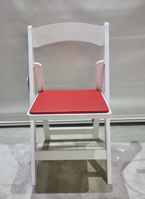 Silla madera plegable blanca tapizado rojo 77 x 44 x 43 cm