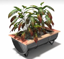 Bidón de Metal lacado macetero bajo con marco madera Barril industrial 90 x 60 x 40 cm