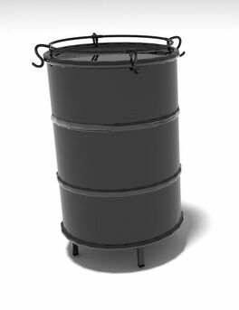 Bidón de Metal mesa alta Barril Industrial personalizable con patas, lacado y colgador 60 x 60 x 90 cm