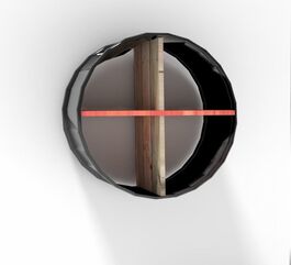 Bidón de Metal estantería lacada leja madera cruzada Barril Industrial personalizable  60 x 60 x 40 cm