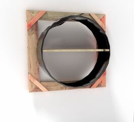 Bidón de Metal estantería lacada leja y marco madera Barril Industrial personalizable  60 x 60 x 20 cm