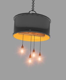 Bidón de Metal lacado lámpara pequeña Barril Industrial personalizable  60 x 60 x 40 cm