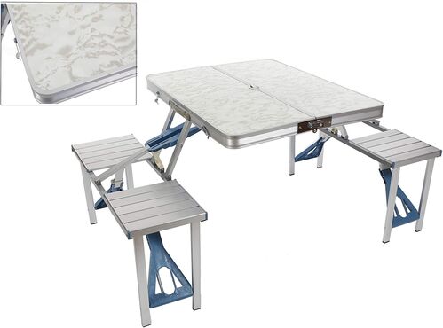 Conjunto mesa camping aluminio 86 x 135 x 67 cm