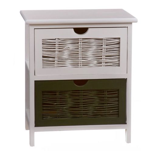 Mueble 2 cajones blanco verde