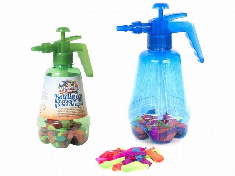 Botella con hinchador 100 globos de agua - Tienda online