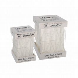 Set 2 roperos madera y metal blanco letras negras