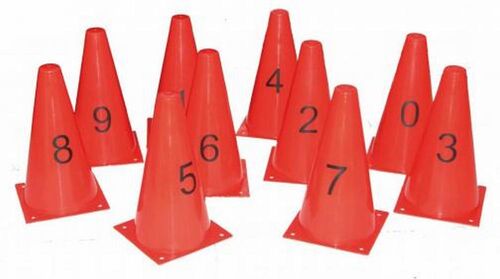 Set cono atletismo rojos numerados 23.5 cm