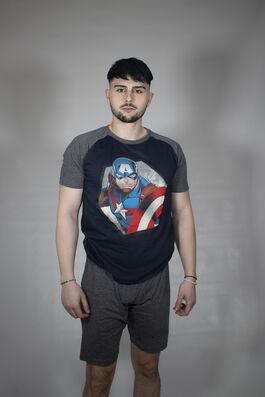 Pijama verano adulto Capitán América negro
