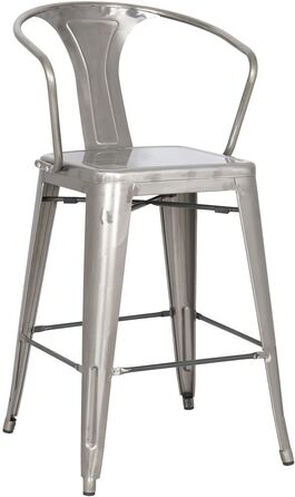 Set 4 taburetes respaldo alto diseño eventos plateado 38 x 38 x 104 cm