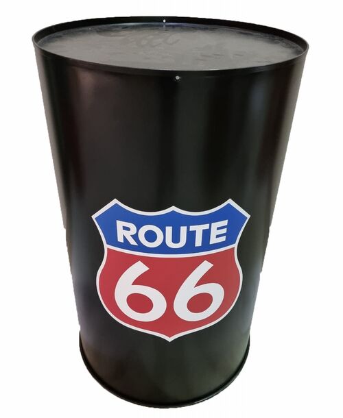 Bidn de Metal mesa alta Barril Industrial lacado "Route 66" 93 x 57 cm