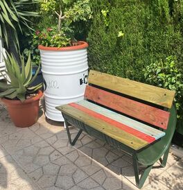 Bidón de Metal banco diseño Barril Industrial "Vintage" 99 x 78 x 47 cm