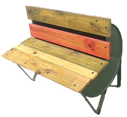 Bidón de Metal banco verde diseño Barril Industrial "Vintage" 100 x 75.5 x 61.5 cm