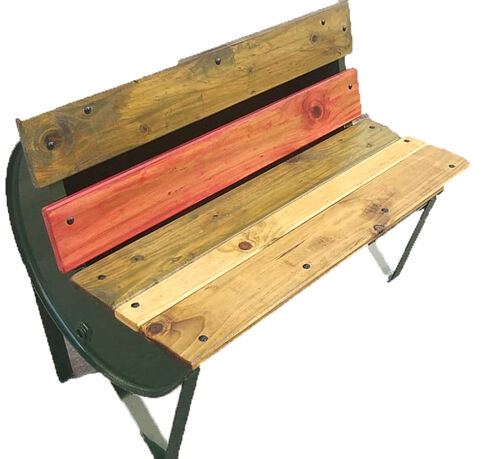 Bidón de Metal banco verde diseño Barril Industrial "Vintage" 100 x 75.5 x 61.5 cm