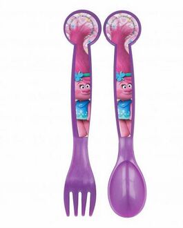 Set 2 cubiertos plástico Trolls